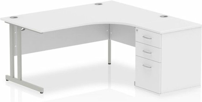 Office Monster | Impulse Impulse 1600 Right Hand Cantilever Workstation 600 Pedestal Bundle White Impulse Impulse 1600 Right Hand Cantilever Workstation 600 Pedestal Bundle White