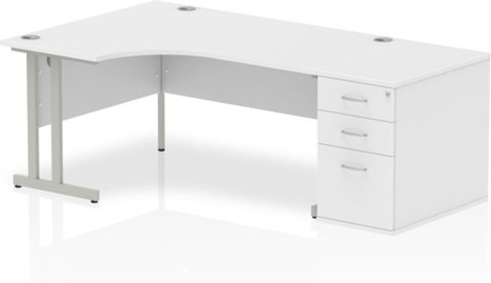 Office Monster | Impulse Impulse 1600 Left Hand Cantilever Workstation 800 Pedestal Bundle White Impulse Impulse 1600 Left Hand Cantilever Workstation 800 Pedestal Bundle White