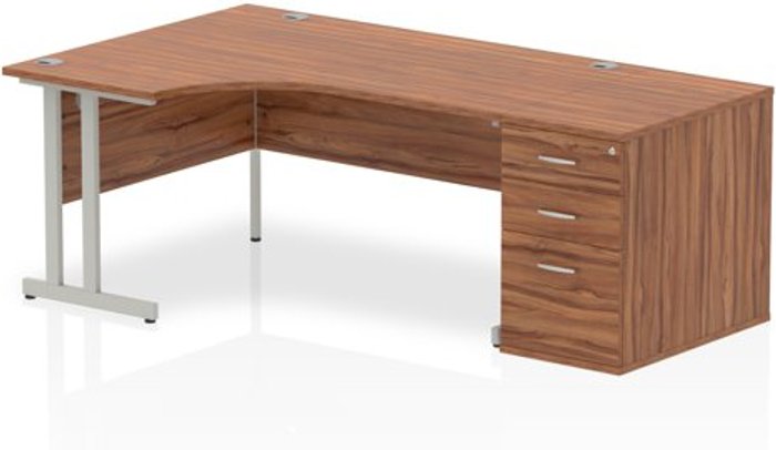 Office Monster | Impulse Impulse 1600 Left Hand Cantilever Workstation 800 Pedestal Bundle Walnut Impulse Impulse 1600 Left Hand Cantilever Workstation 800 Pedestal Bundle Walnut