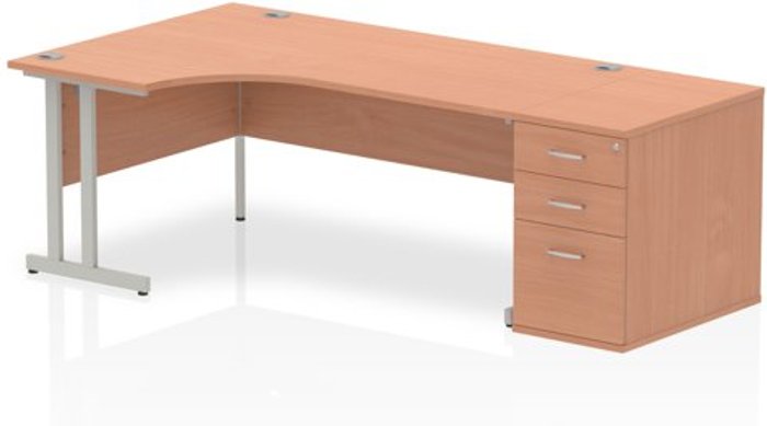 Office Monster | Impulse Impulse 1800 Left Hand Cantilever Workstation 800 Pedestal Bundle Beech Impulse Impulse 1800 Left Hand Cantilever Workstation 800 Pedestal Bundle Beech