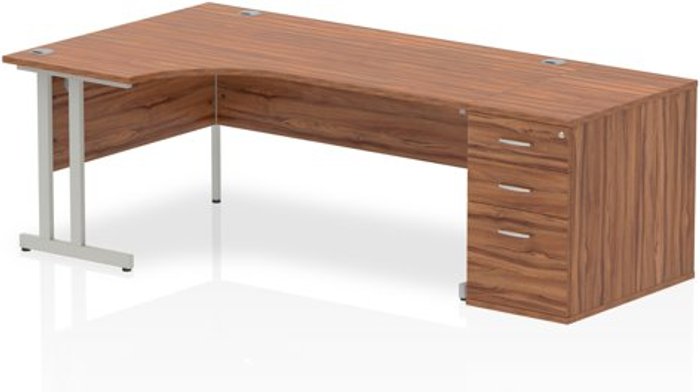 Office Monster | Impulse Impulse 1800 Left Hand Cantilever Workstation 800 Pedestal Bundle Walnut Impulse Impulse 1800 Left Hand Cantilever Workstation 800 Pedestal Bundle Walnut