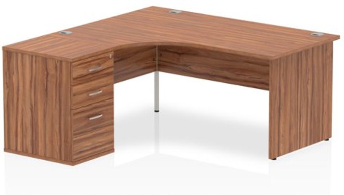 Office Monster | Impulse Impulse 1600 Left Hand Panel End Workstation 600 Pedestal Bundle Walnut Impulse Impulse 1600 Left Hand Panel End Workstation 600 Pedestal Bundle Walnut