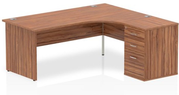 Office Monster | Impulse Impulse 1800 Right Hand Panel End Workstation 600 Pedestal Bundle Walnut Impulse Impulse 1800 Right Hand Panel End Workstation 600 Pedestal Bundle Walnut
