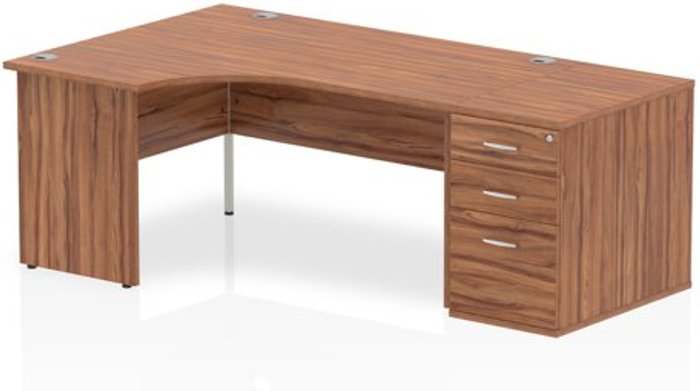 Office Monster | Impulse Impulse 1600 Left Hand Panel End Workstation 800 Pedestal Bundle Walnut Impulse Impulse 1600 Left Hand Panel End Workstation 800 Pedestal Bundle Walnut