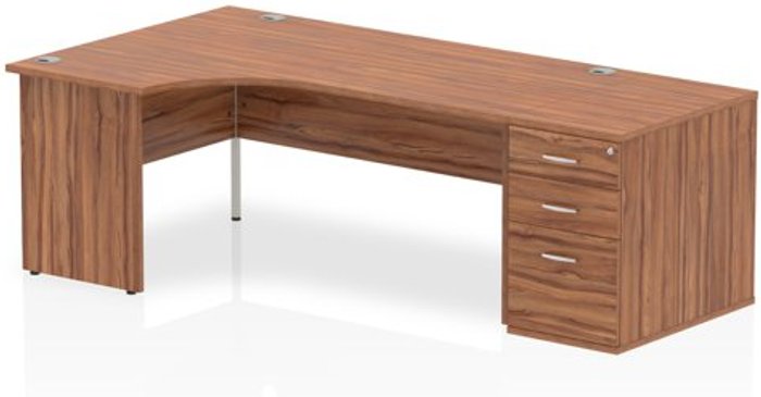 Office Monster | Impulse Impulse 1800 Left Hand Panel End Workstation 800 Pedestal Bundle Walnut Impulse Impulse 1800 Left Hand Panel End Workstation 800 Pedestal Bundle Walnut