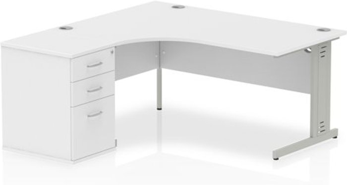 Office Monster | Impulse Impulse 1600 Left Hand Wire Managed Workstation 600 Pedestal Bundle White Impulse Impulse 1600 Left Hand Wire Managed Workstation 600 Pedestal Bundle White