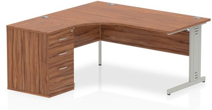 Office Monster | Impulse Impulse 1600 Left Hand Wire Managed Workstation 600 Pedestal Bundle Walnut Impulse Impulse 1600 Left Hand Wire Managed Workstation 600 Pedestal Bundle Walnut