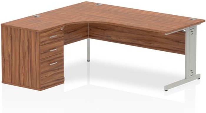 Office Monster | Impulse Impulse 1800 Left Hand Wire Managed Workstation 600 Pedestal Bundle Walnut Impulse Impulse 1800 Left Hand Wire Managed Workstation 600 Pedestal Bundle Walnut