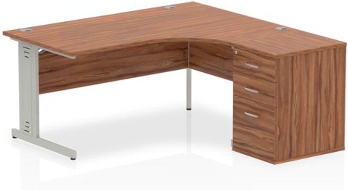 Office Monster | Impulse Impulse 1600 Right Hand Wire Managed Workstation 600 Pedestal Bundle Walnut Impulse Impulse 1600 Right Hand Wire Managed Workstation 600 Pedestal Bundle Walnut