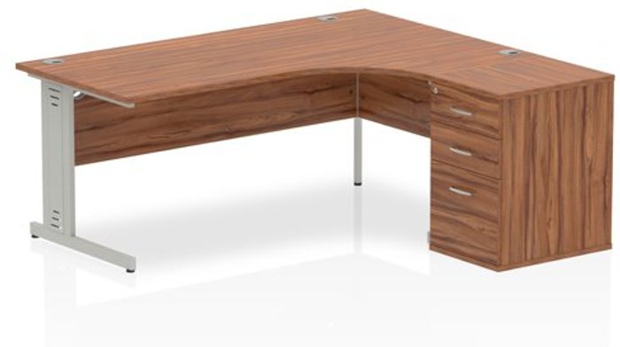 Office Monster | Impulse Impulse 1800 Right Hand Wire Managed Workstation 600 Pedestal Bundle Walnut Impulse Impulse 1800 Right Hand Wire Managed Workstation 600 Pedestal Bundle Walnut