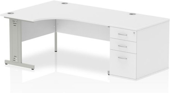 Office Monster | Impulse Impulse 1600 Left Hand Wire Managed Workstation 800 Pedestal Bundle White Impulse Impulse 1600 Left Hand Wire Managed Workstation 800 Pedestal Bundle White