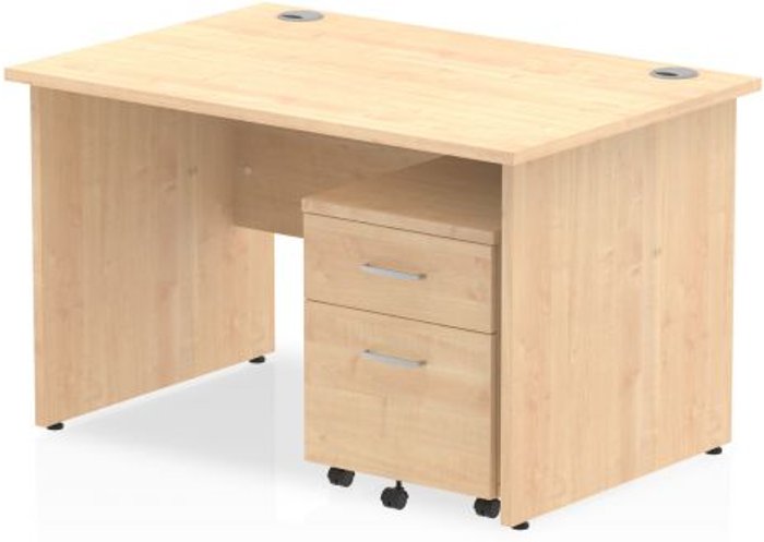 Office Monster | Impulse Impulse 1200 Straight Panel End Workstation 500 Two drawer mobile Pedestal Bundle Maple Impulse Impulse 1200 Straight Panel End Workstation 500 Two drawer mobile Pedestal Bundle Maple