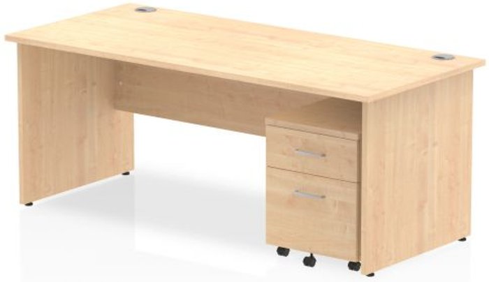 Office Monster | Impulse Impulse 1800 Straight Panel End Workstation 500 Two drawer mobile Pedestal Bundle Maple Impulse Impulse 1800 Straight Panel End Workstation 500 Two drawer mobile Pedestal Bundle Maple