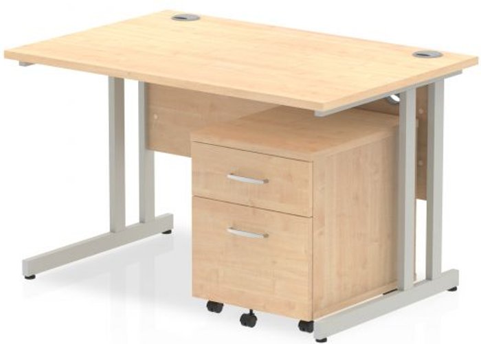 Office Monster | Impulse Impulse 1200 Straight Cantilever Workstation 500 Two drawer mobile Pedestal Bundle Maple Impulse Impulse 1200 Straight Cantilever Workstation 500 Two drawer mobile Pedestal Bundle Maple