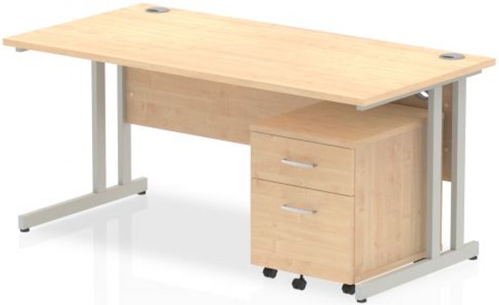 Office Monster | Impulse Impulse 1600 Straight Cantilever Workstation 500 Two drawer mobile Pedestal Bundle Maple Impulse Impulse 1600 Straight Cantilever Workstation 500 Two drawer mobile Pedestal Bundle Maple