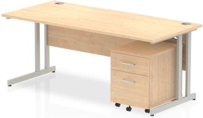 Office Monster | Impulse Impulse 1800 Straight Cantilever Workstation 500 Two drawer mobile Pedestal Bundle Maple Impulse Impulse 1800 Straight Cantilever Workstation 500 Two drawer mobile Pedestal Bundle Maple