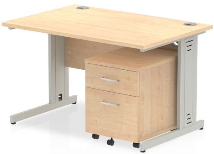 Office Monster | Impulse Impulse 1200 Straight Wire Managed Workstation 500 Two drawer mobile Pedestal Bundle Maple Impulse Impulse 1200 Straight Wire Managed Workstation 500 Two drawer mobile Pedestal Bundle Maple