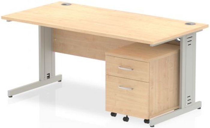 Office Monster | Impulse Impulse 1600 Straight Wire Managed Workstation 500 Two drawer mobile Pedestal Bundle Maple Impulse Impulse 1600 Straight Wire Managed Workstation 500 Two drawer mobile Pedestal Bundle Maple