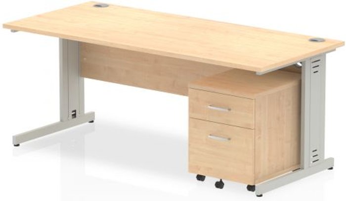 Office Monster | Impulse Impulse 1800 Straight Wire Managed Workstation 500 Two drawer mobile Pedestal Bundle Maple Impulse Impulse 1800 Straight Wire Managed Workstation 500 Two drawer mobile Pedestal Bundle Maple