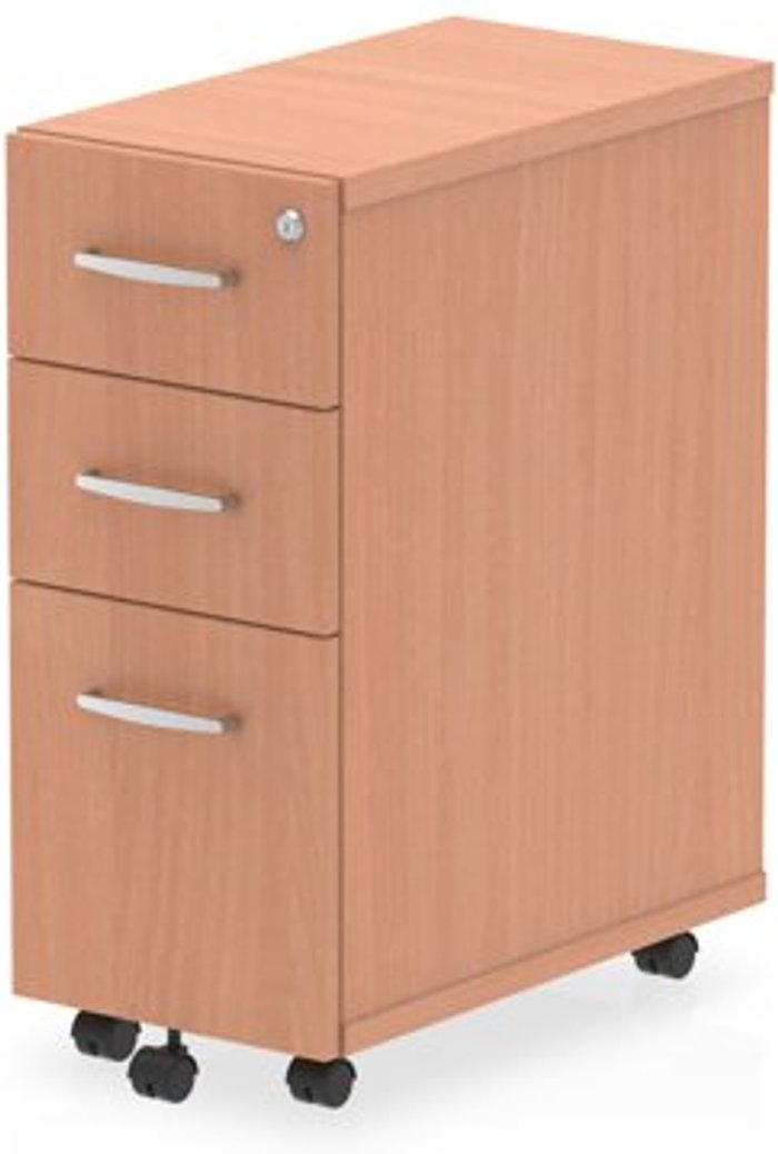 Office Monster | Impulse Impulse Narrow Under Desk Pedestal 3 Drawer Beech Impulse Impulse Narrow Under Desk Pedestal 3 Drawer Beech