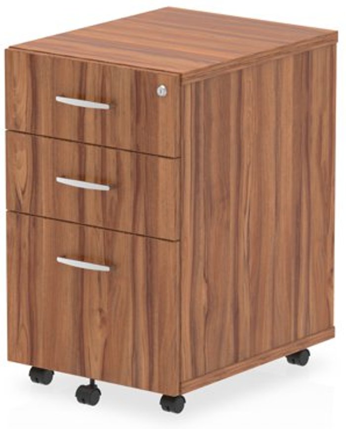 Office Monster | Impulse Impulse Under Desk Pedestal 3 Drawer Walnut Impulse Impulse Under Desk Pedestal 3 Drawer Walnut