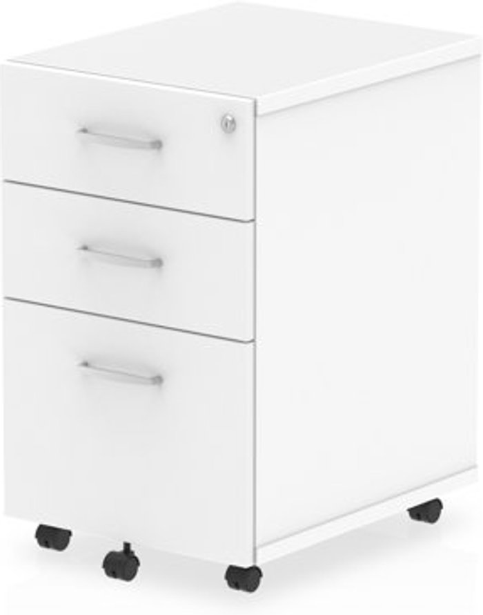 Office Monster | Impulse Impulse Under Desk Pedestal 3 Drawer White Impulse Impulse Under Desk Pedestal 3 Drawer White