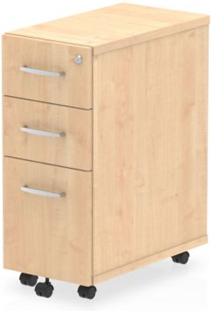 Office Monster | Impulse Impulse Narrow Under Desk Pedestal 3 Drawer Maple Impulse Impulse Narrow Under Desk Pedestal 3 Drawer Maple