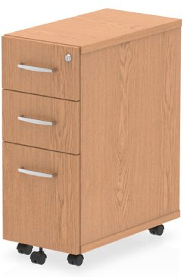 Office Monster | Impulse Impulse Narrow Under Desk Pedestal 3 Drawer Oak Impulse Impulse Narrow Under Desk Pedestal 3 Drawer Oak