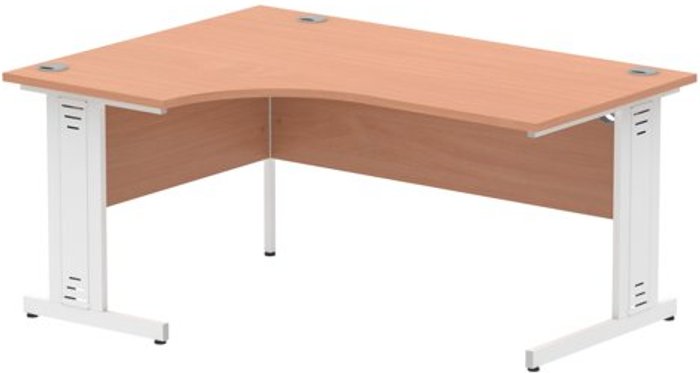 Office Monster | Impulse Impulse 1600 Left Hand White Crescent Cable Managed Leg Desk Grey Oak Impulse Impulse 1600 Left Hand White Crescent Cable Managed Leg Desk Grey Oak