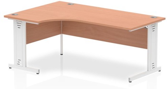 Office Monster | Impulse Impulse 1800 Left Hand White Crescent Cable Managed Leg Desk Grey Oak Impulse Impulse 1800 Left Hand White Crescent Cable Managed Leg Desk Grey Oak