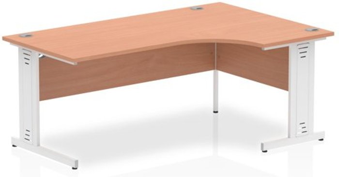 Office Monster | Impulse Impulse 1800 Right Hand White Crescent Cable Managed Leg Desk Grey Oak Impulse Impulse 1800 Right Hand White Crescent Cable Managed Leg Desk Grey Oak