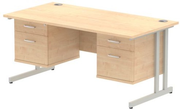 Office Monster | Impulse Impulse 1600 Rectangle Silver Cant Leg Desk MAPLE 2 x 2 Drawer Fixed Ped Impulse Impulse 1600 Rectangle Silver Cant Leg Desk MAPLE 2 x 2 Drawer Fixed Ped