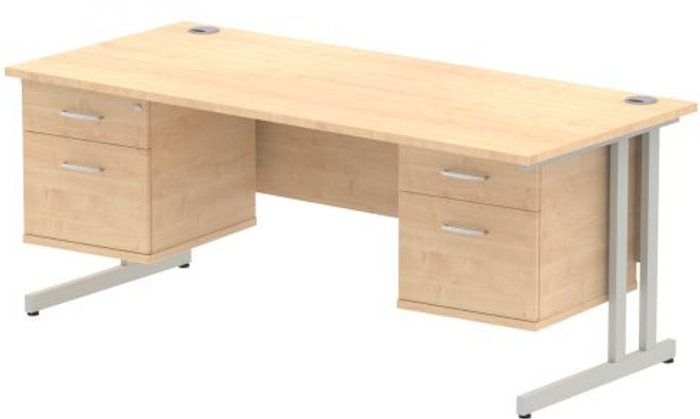 Office Monster | Impulse Impulse 1800 Rectangle Silver Cant Leg Desk MAPLE 2 x 2 Drawer Fixed Ped Impulse Impulse 1800 Rectangle Silver Cant Leg Desk MAPLE 2 x 2 Drawer Fixed Ped