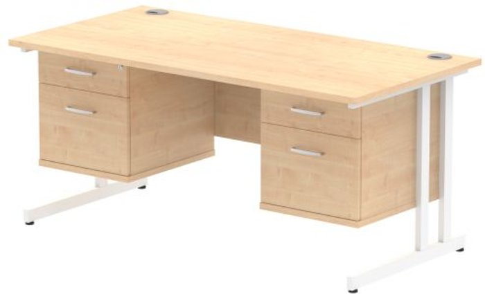 Office Monster | Impulse Impulse 1600 Rectangle White Cant Leg Desk MAPLE 2 x 2 Drawer Fixed Ped Impulse Impulse 1600 Rectangle White Cant Leg Desk MAPLE 2 x 2 Drawer Fixed Ped