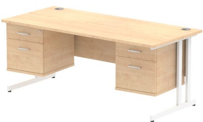 Office Monster | Impulse Impulse 1800 Rectangle White Cant Leg Desk MAPLE 2 x 2 Drawer Fixed Ped Impulse Impulse 1800 Rectangle White Cant Leg Desk MAPLE 2 x 2 Drawer Fixed Ped