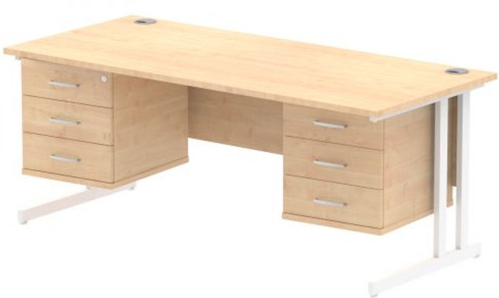 Office Monster | Impulse Impulse 1800 Rectangle White Cant Leg Desk MAPLE 2 x 3 Drawer Fixed Ped Impulse Impulse 1800 Rectangle White Cant Leg Desk MAPLE 2 x 3 Drawer Fixed Ped