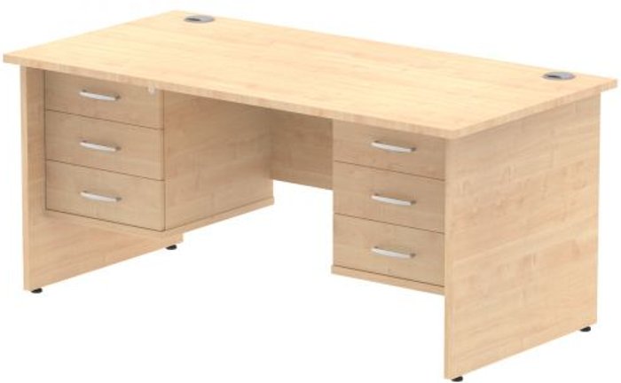 Office Monster | Impulse Impulse 1600 Rectangle Panel End Leg Desk MAPLE 2 x 3 Drawer Fixed Ped Impulse Impulse 1600 Rectangle Panel End Leg Desk MAPLE 2 x 3 Drawer Fixed Ped