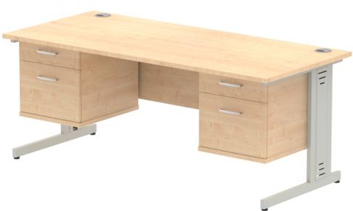 Office Monster | Impulse Impulse 1800 Rectangle Silver Cable Managed Leg Desk MAPLE 2 x 2 Drawer Fixed Ped Impulse Impulse 1800 Rectangle Silver Cable Managed Leg Desk MAPLE 2 x 2 Drawer Fixed Ped