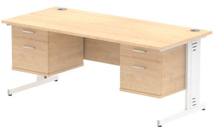Office Monster | Impulse Impulse 1800 Rectangle White Cable Managed Leg Desk MAPLE 2 x 2 Drawer Fixed Ped Impulse Impulse 1800 Rectangle White Cable Managed Leg Desk MAPLE 2 x 2 Drawer Fixed Ped