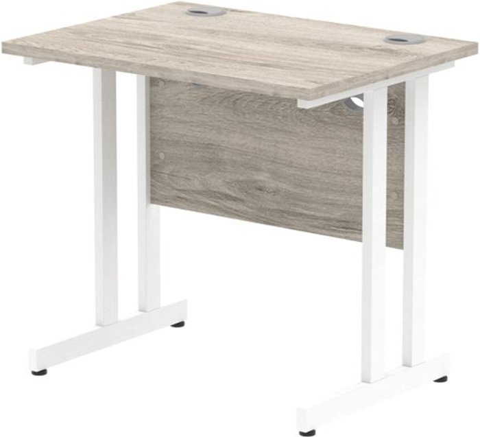 Office Monster | Impulse Impulse 800/600 Rectangle White Cantilever Leg Desk Grey Oak Impulse Impulse 800/600 Rectangle White Cantilever Leg Desk Grey Oak