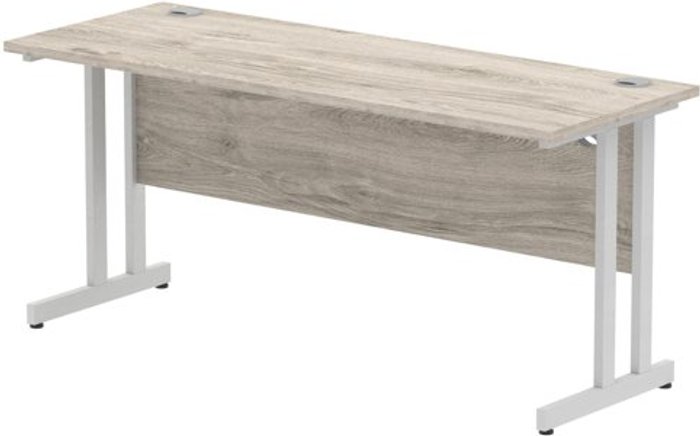 Office Monster | Impulse Impulse 1600/600 Rectangle Silver Cantilever Leg Desk Grey Oak Impulse Impulse 1600/600 Rectangle Silver Cantilever Leg Desk Grey Oak