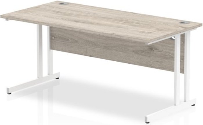 Office Monster | Impulse Impulse 1600/800 Rectangle White Cantilever Leg Desk Grey Oak Impulse Impulse 1600/800 Rectangle White Cantilever Leg Desk Grey Oak
