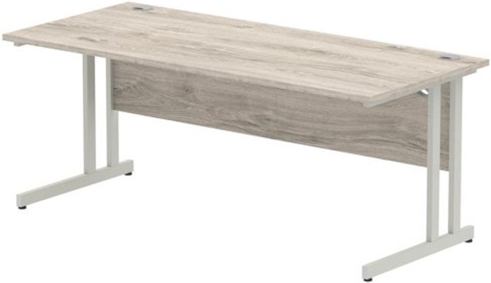 Office Monster | Impulse Impulse 1800/800 Rectangle Silver Cantilever Leg Desk Grey Oak Impulse Impulse 1800/800 Rectangle Silver Cantilever Leg Desk Grey Oak
