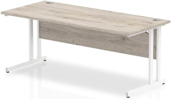 Office Monster | Impulse Impulse 1800/800 Rectangle White Cantilever Leg Desk Grey Oak Impulse Impulse 1800/800 Rectangle White Cantilever Leg Desk Grey Oak