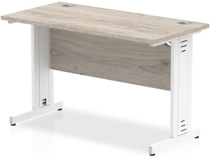 Office Monster | Impulse Impulse 1200/600 Rectangle White Cable Managed Leg Desk Grey Oak Impulse Impulse 1200/600 Rectangle White Cable Managed Leg Desk Grey Oak