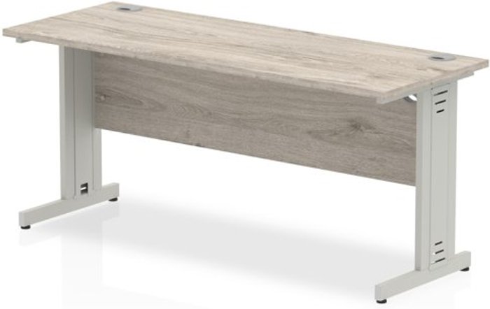 Office Monster | Impulse Impulse 1600/600 Rectangle Silver Cable Managed Leg Desk Grey Oak Impulse Impulse 1600/600 Rectangle Silver Cable Managed Leg Desk Grey Oak