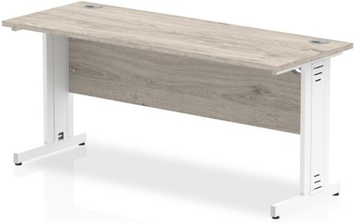 Office Monster | Impulse Impulse 1600/600 Rectangle White Cable Managed Leg Desk Grey Oak Impulse Impulse 1600/600 Rectangle White Cable Managed Leg Desk Grey Oak