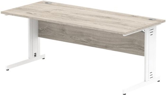 Office Monster | Impulse Impulse 1800/800 Rectangle White Cable Managed Leg Desk Grey Oak Impulse Impulse 1800/800 Rectangle White Cable Managed Leg Desk Grey Oak