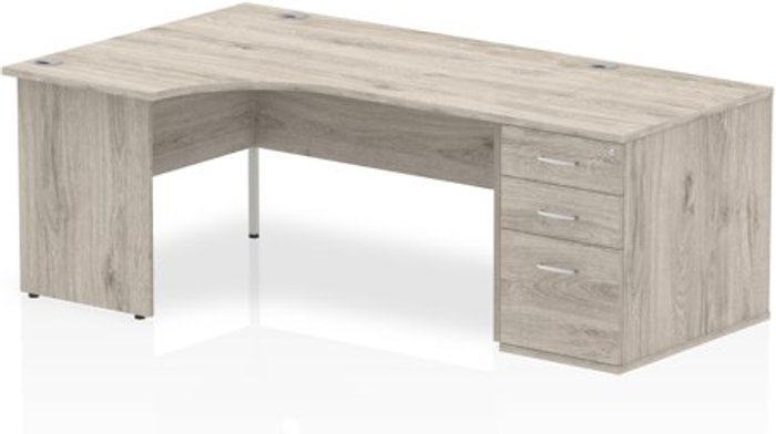 Office Monster | Impulse Impulse 1600 Left Hand Panel End Workstation 800 Pedestal Bundle Grey Oak Impulse Impulse 1600 Left Hand Panel End Workstation 800 Pedestal Bundle Grey Oak