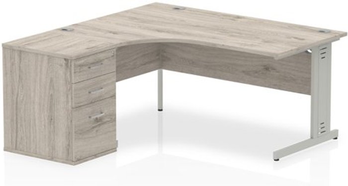 Office Monster | Impulse Impulse 1600 Left Hand Wire Managed Workstation 600 Pedestal Bundle Grey Oak Impulse Impulse 1600 Left Hand Wire Managed Workstation 600 Pedestal Bundle Grey Oak
